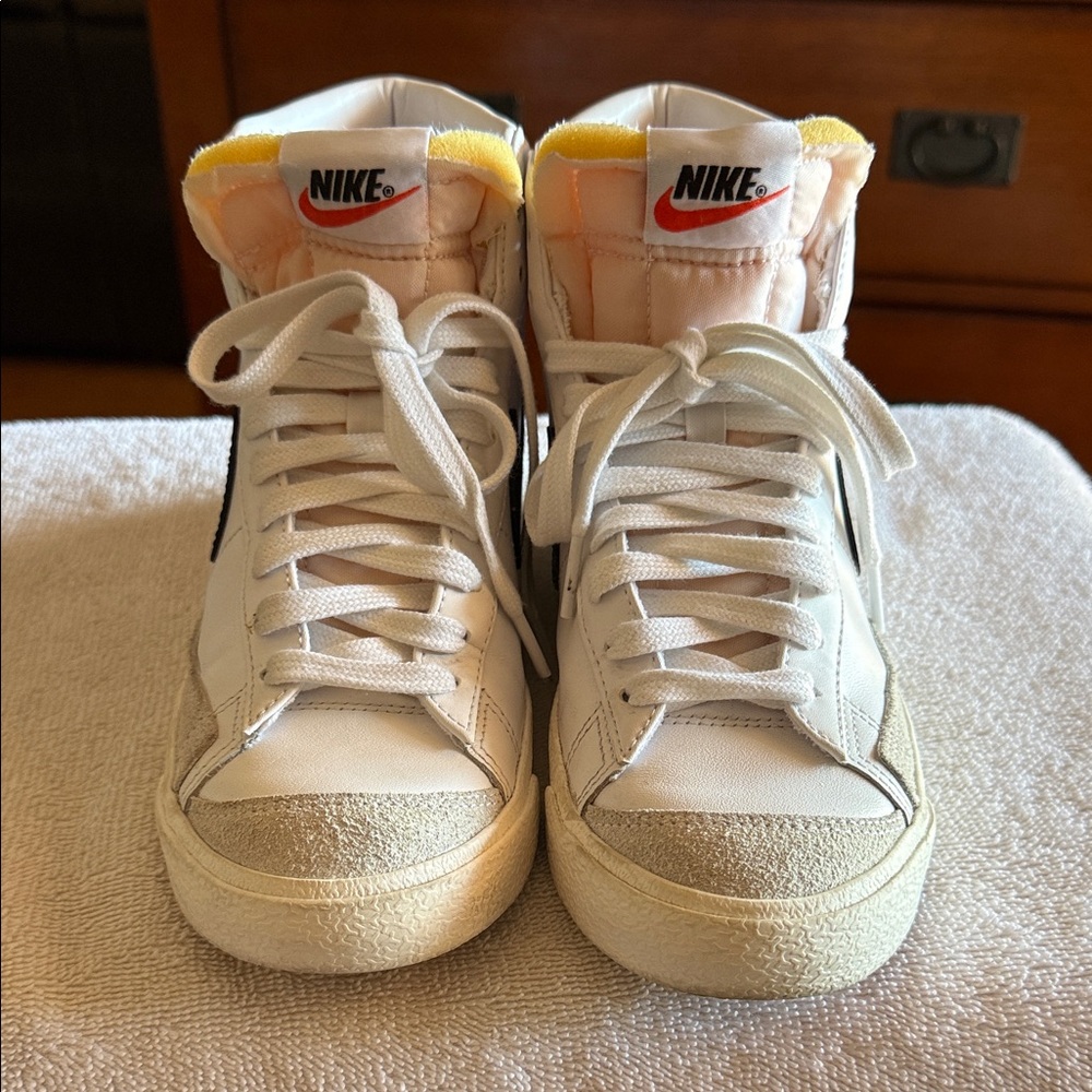 Nike High-Top Sneakers White,Black, and Grey 6 1/2